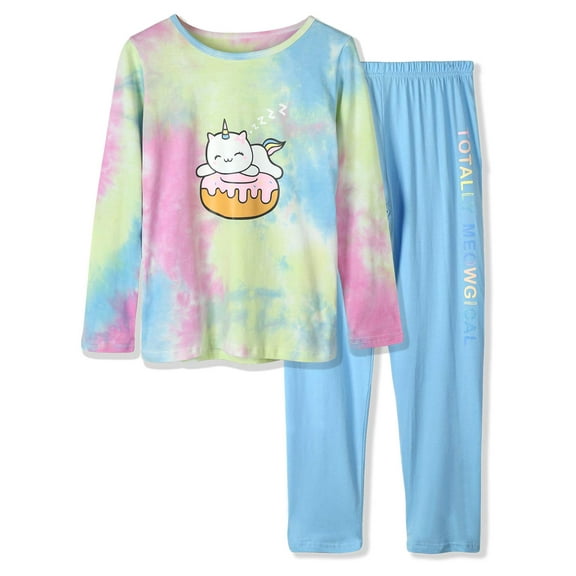 Tebbis Girls Pajamas Size 10-100% Cotton Caticorn Donut Tween Kids Jammies PJS Set