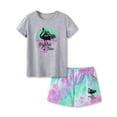 thumbnail image 1 of Beezizac Girls Summer Tropical Flamingo Tie Dye Pajamas Soft Cotton PJ Shorts Set for Tweens & Teens Size 16, 1 of 7