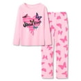 thumbnail image 1 of Beezizac Pajamas for Big/Teen Girls – Pink Butterfly PJS Soft Long Sleeves & Pants Set Jammies Set Size 10, 1 of 7