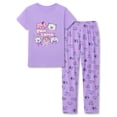 thumbnail image 1 of Beezizac Pajamas for Girls Modal Fiber Tee & Pants Pj Set Cute Purple Puppy Jammies Tween Size 6, 1 of 7