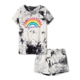 thumbnail image 1 of Beezizac Rainbow Tie Dye Pajamas for Girls 100% Cotton PJ Shorts Lounge Set Tween Size 4T, 1 of 7