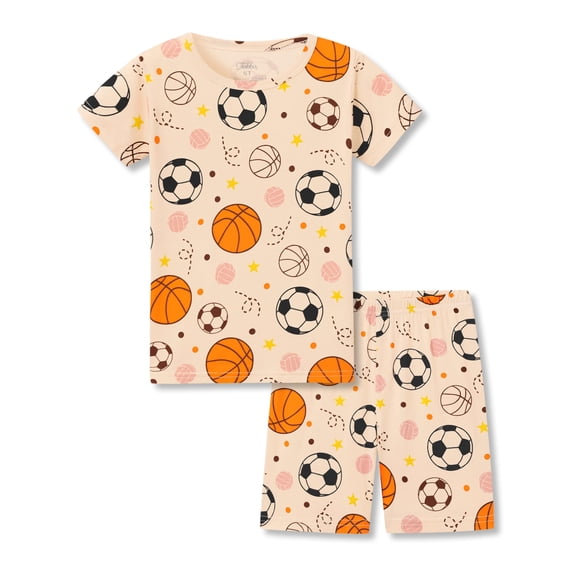 Beezizac Snug-Fitting Pajamas for Boys – Summer Modal Fiber Toddler/Little PJs Basketball Soccer Jammies Size 7