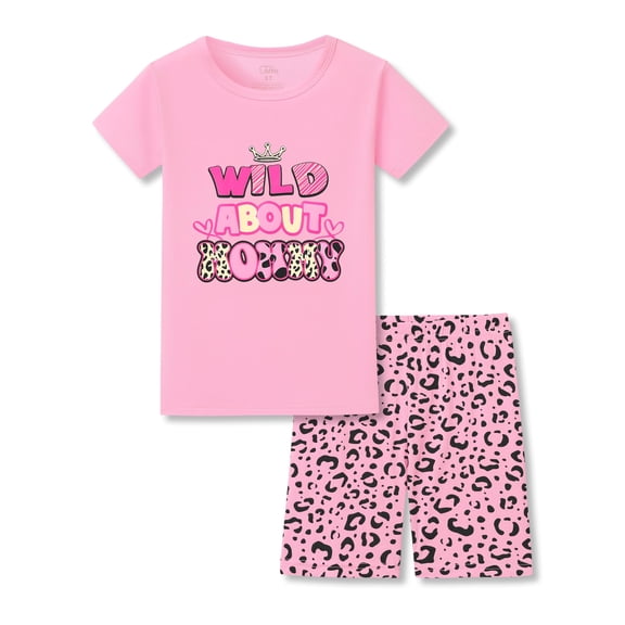 Beezizac Snug-Fitting Pajamas for Girls – Summer Modal Fiber Toddler/Little Jammies Pink Leopard Print PJs Size 6