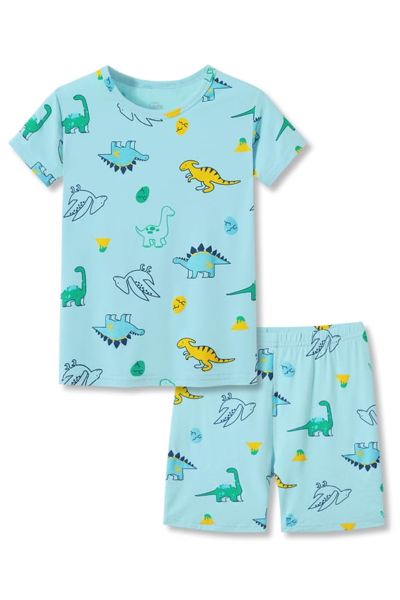 Summer Snug-Fitting Pajamas for Unisex Boys & Girls – Blue & Dino PJs Ultra Soft Set Toddlers/Little Kids Jammies Size 6
