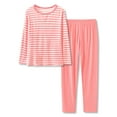 thumbnail image 1 of Tebbis Soft Winter Modal Pink Striped Pajamas for Girls Long Sleeve & Pants Set Jammies Big Kid Size 10, 1 of 7