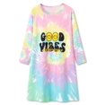 thumbnail image 1 of Beezizac Teen Girls Nightgown – Soft Long Sleeves Sleepwear Good Vibes Nightdress Pajama Size 16, 1 of 7