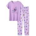 thumbnail image 1 of Beezizac Trendy 2-Piece Butterfly Pajama Tee & Pants Set for Girls – Kids Stripes Summer/Fall/Spring Clothing Size 5T, 1 of 7