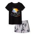 thumbnail image 1 of Beezizac Trendy Tie Dye Astronaut Doggy Pajamas for Girls 2-Piece Black Soft Tee & Shorts PJ Jammies Set Size 14, 1 of 7