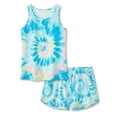 thumbnail image 1 of Beezizac Trendy Tie Dye Blue Swirl Pajamas for Big/Teen Girls 2-Piece Soft Tank Top & Shorts PJ Jammies Set Size 10, 1 of 7