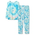 thumbnail image 1 of Tebbis Trendy Tie Dye Blue Swirl Pajamas for Girls 2-Piece Soft Long Sleeve & Pants PJ Set Jammies Size 10, 1 of 7