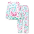 thumbnail image 1 of Beezizac Trendy Tie Dye Colorful Pajamas for Girls Soft Long Sleeves & Pants PJ Fuchsia Green Swirl Jammies Set Size 6, 1 of 7