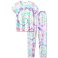 thumbnail image 1 of Beezizac Trendy Tie Dye Spiral Pajamas for Girls 2-Piece Soft Short Sleeve & Pants PJ Set Jammies Size 10, 1 of 7