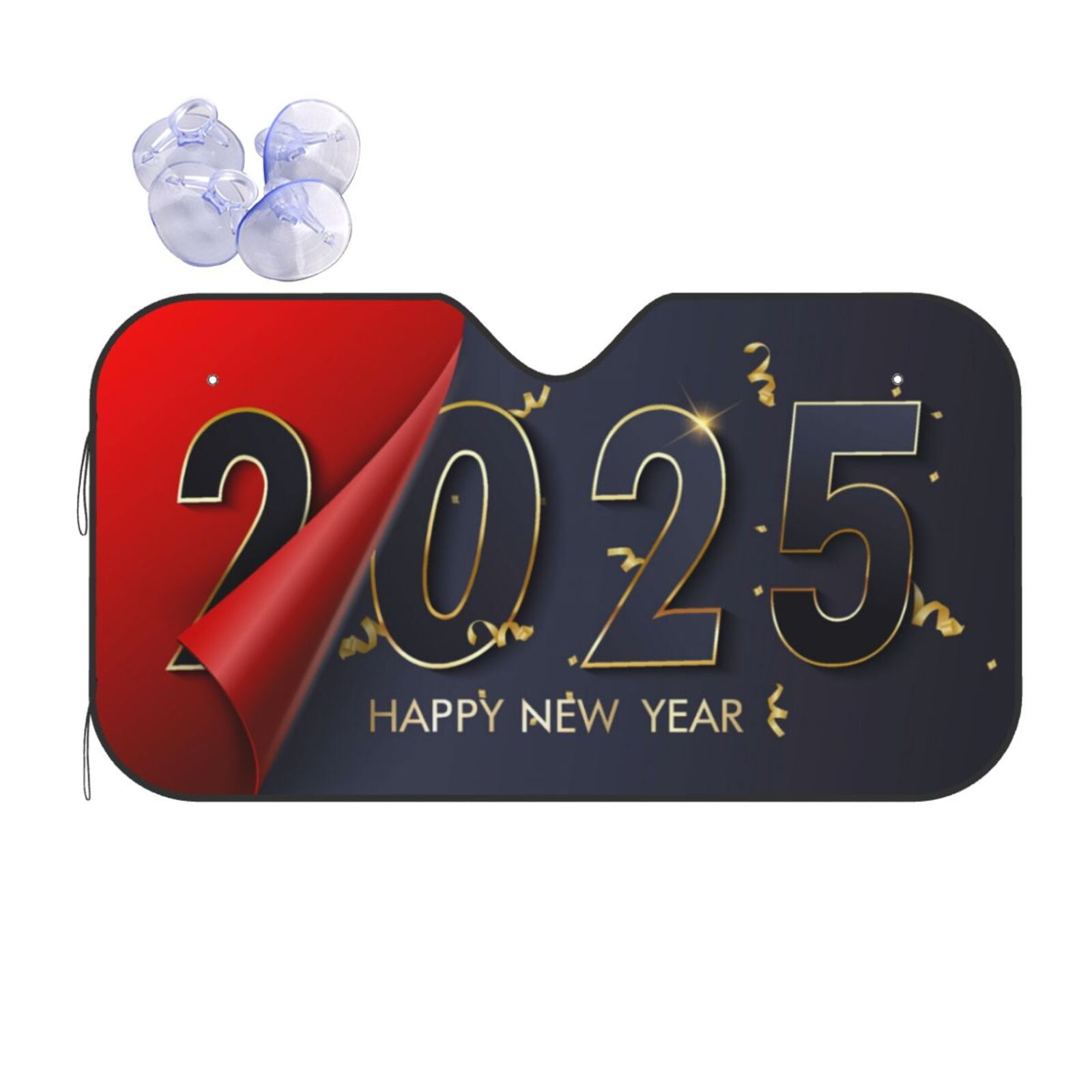 Tebeau 2025 New Year 2 Print Foldable Car Windshield Sun Shades