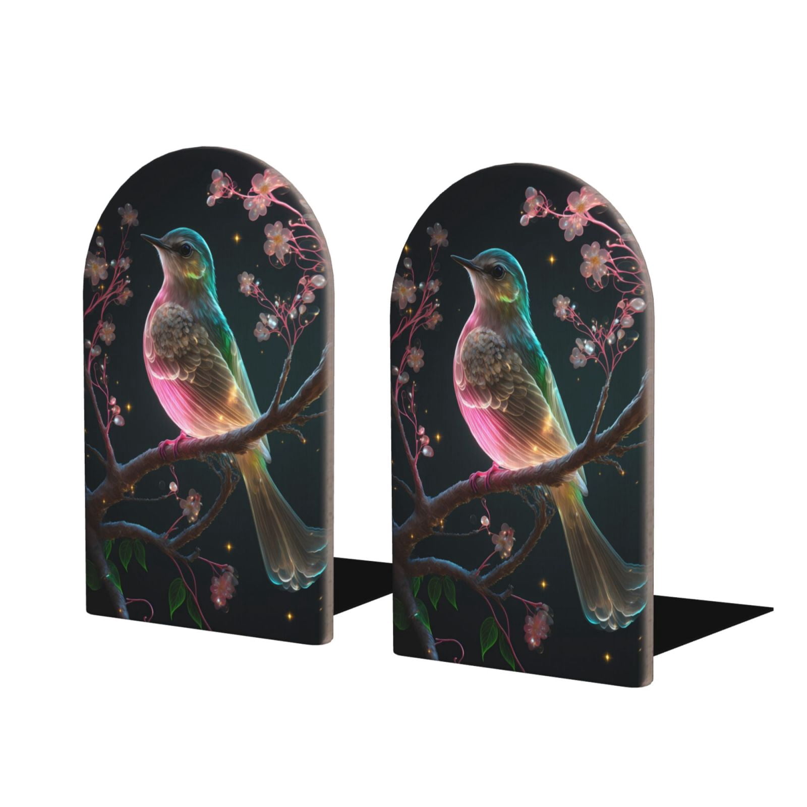 Tebeau Bird5 Print Wood Bookends for Shelves,Bookends,Book Holders for ...