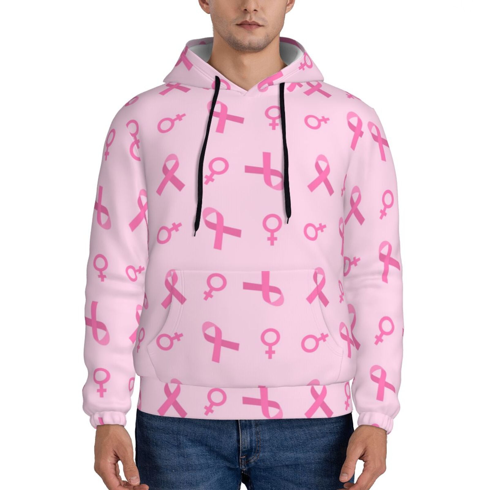 Women's Breast Cancer Awareness Cardigan - Pink Art Print Casual Sweater