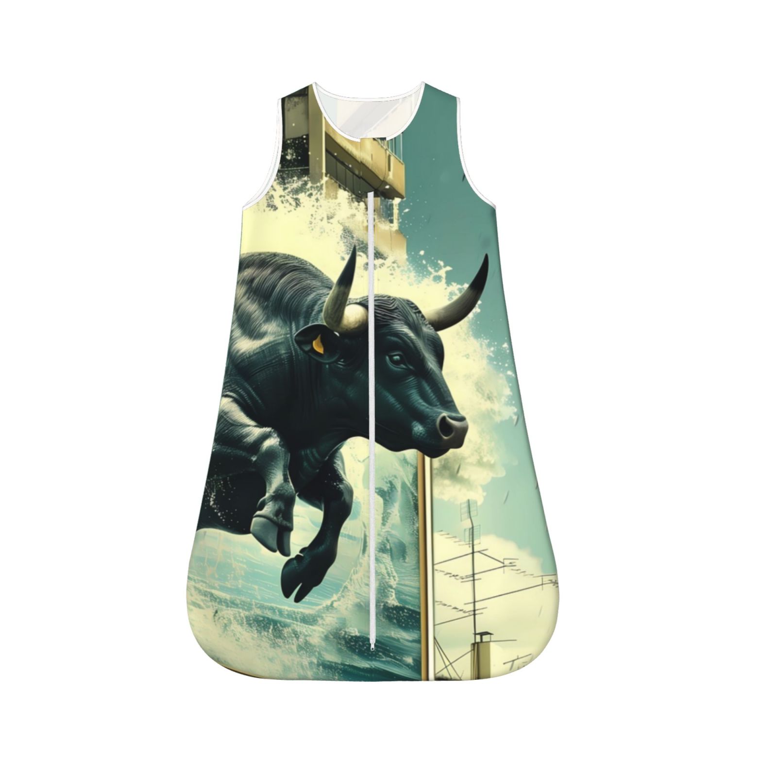 Tebeau Bull Charging Through Waves Print Baby Sleep Sack Baby Wearable