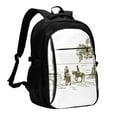 Tebeau Cowboys Riding A Horse Near A Tree Print Travel Laptop Backpack