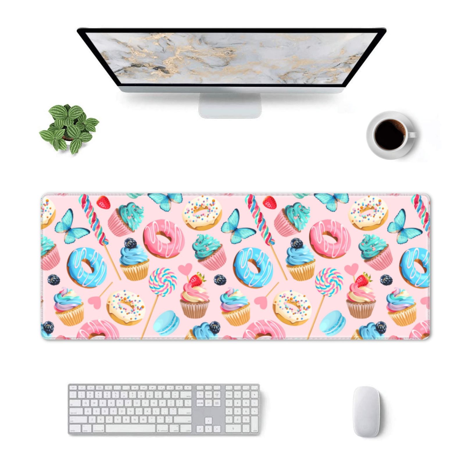 Tebeau Cupcakes and Donuts Print 12x31.5 inch Gaming Mouse Pad Mat ...