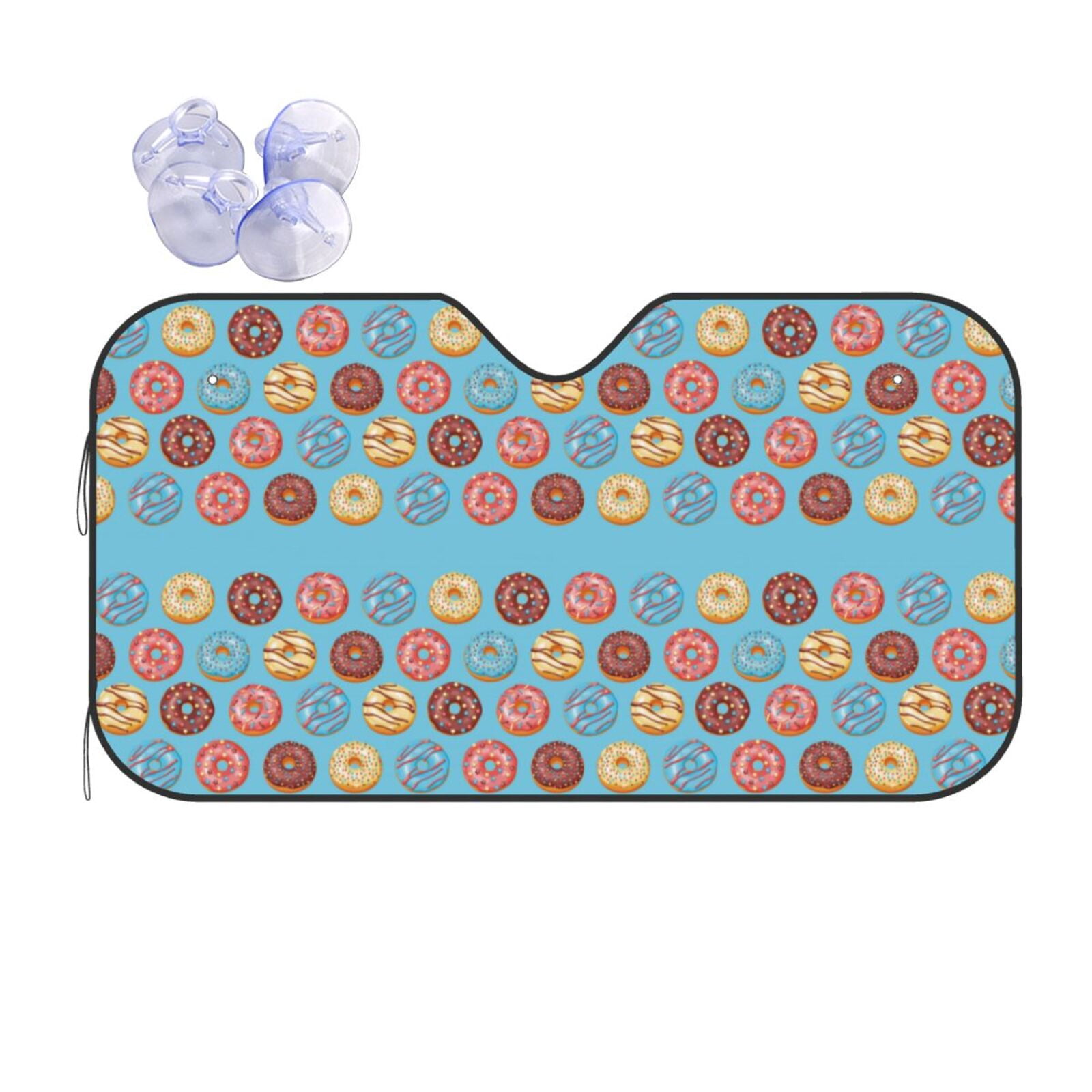 Image showcasing Tebeau Cute Donut Print Foldable Car Windshield Sun Shades Universal ...