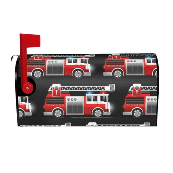 Tebeau Fire and Rescue Truck Print Mailbox Cover – Mailbox Covers - Easy to Install & UV-Resistant with Strong Magnet for All Seasons-25.5x21 in