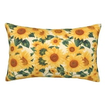 Tebeau Green Leaf Sunflower Print Pillow Cases, Plush Shaggy Ultra Soft Pillow Covers,Furry Fuzzy Pillow Shams Zipper Closure（Pillow core not included）-14"x20"