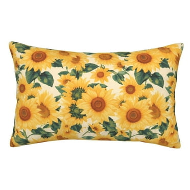 Tebeau Green Leaf Sunflower Print Pillow Cases, Plush Shaggy Ultra Soft Pillow Covers,Furry Fuzzy Pillow Shams Zipper Closure（Pillow core not included）-14"x20"