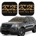 Tebeau Happy New Year 2025 D Print Foldable Car Windshield Sun Shades