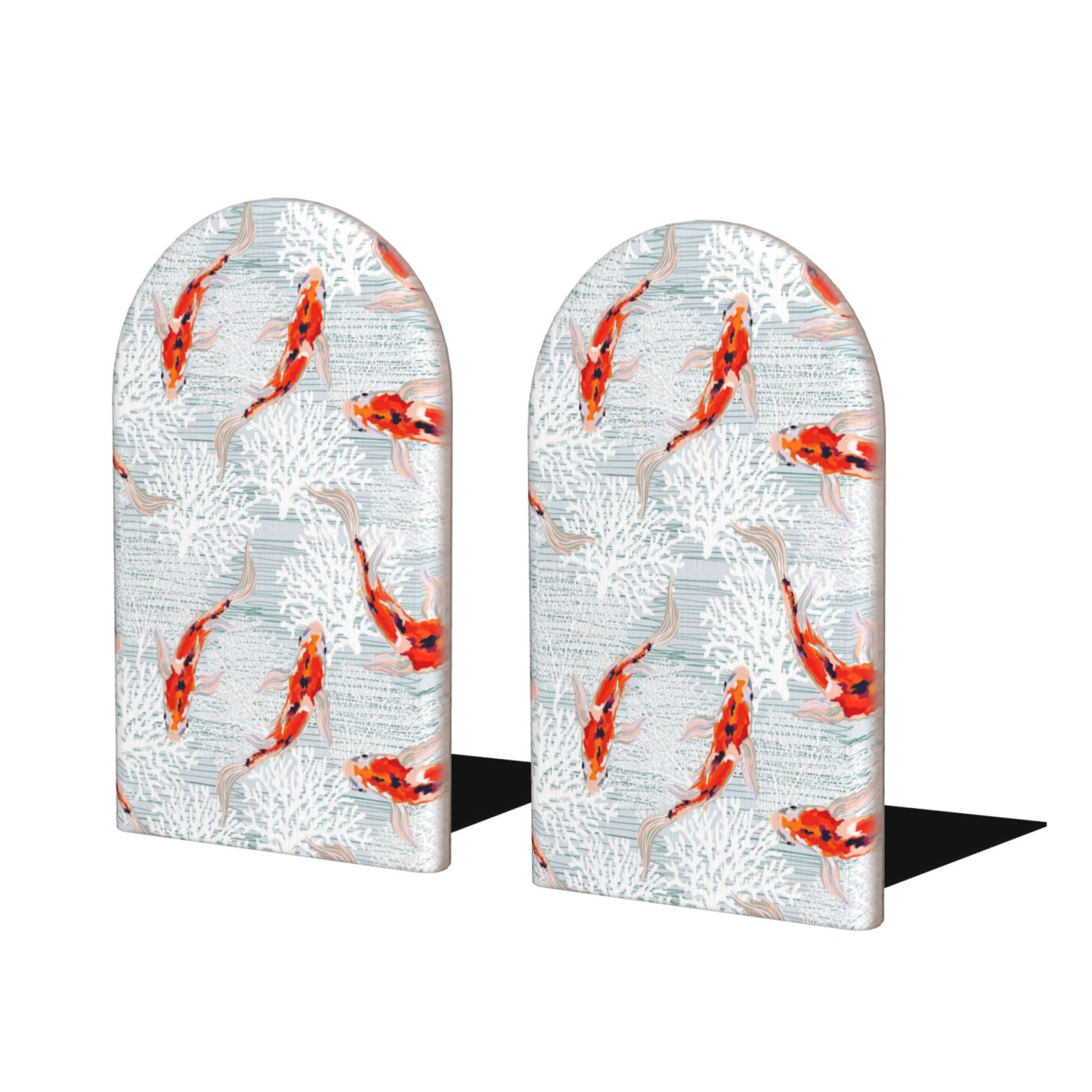 Tebeau Koi Fish Corals,Spring Summer Print Wood Bookends for Shelves ...
