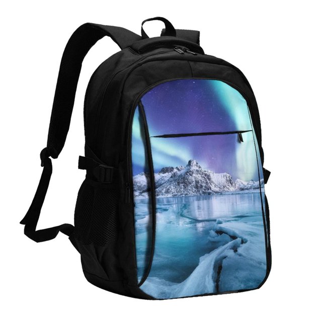 Tebeau Night At Lake Aurora 1 Print Travel Laptop Backpack Waterproof
