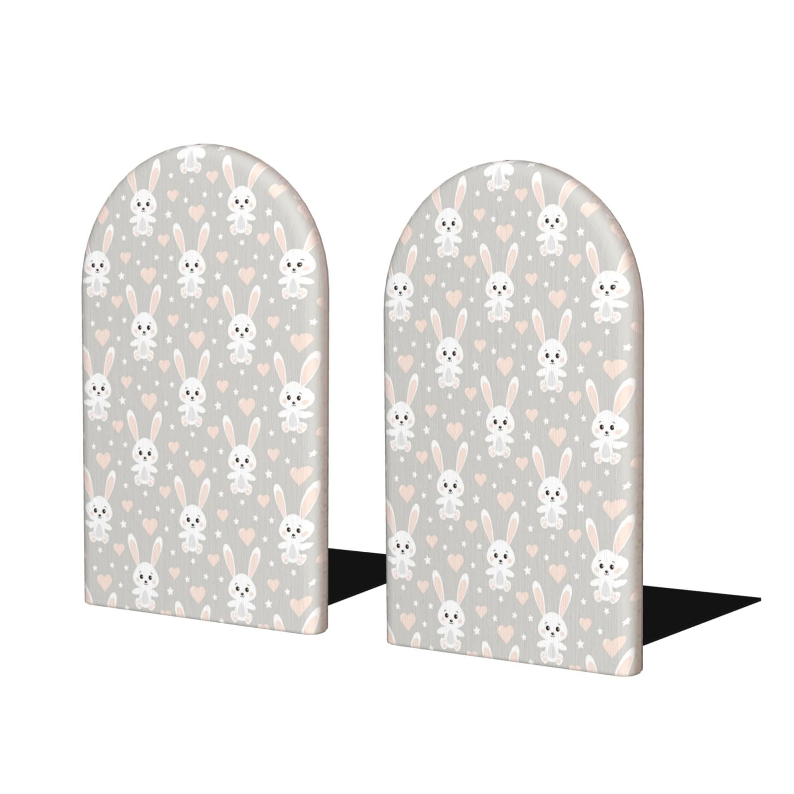 Tebeau Rabbit And Heart Print Wood Bookends for Shelves,Bookends,Book ...