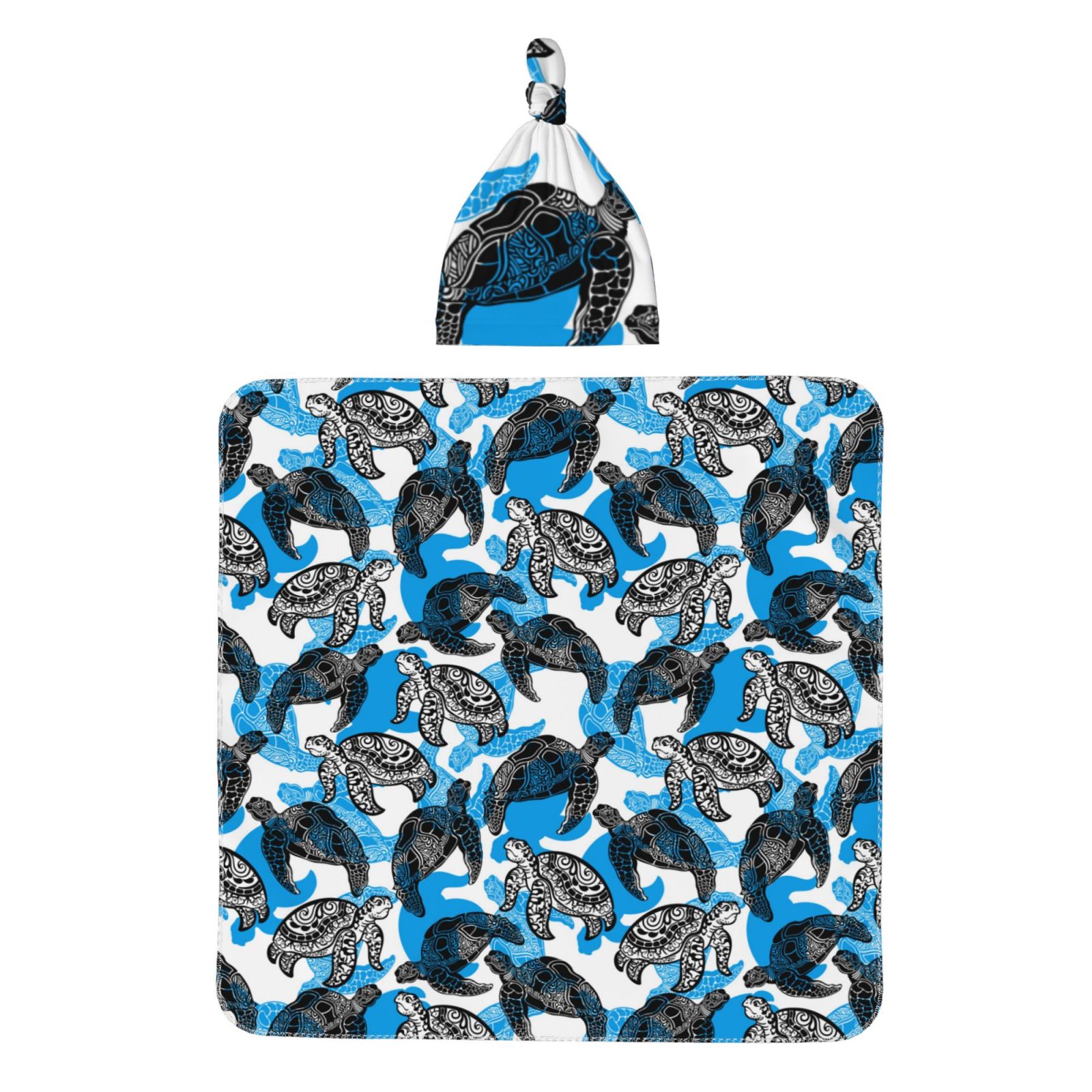 Galabloomer Newborn Swaddle Blanket And Beanie Set - Soft Knit Receiving Blanket For Baby Boy