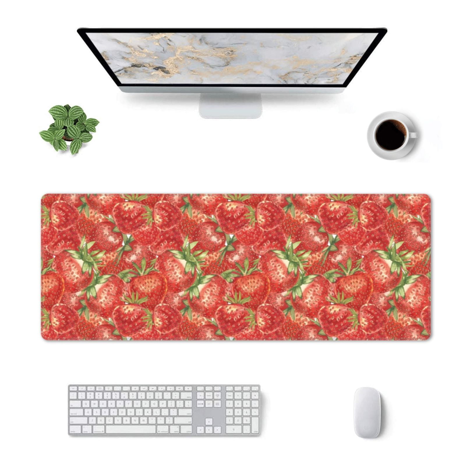 Tebeau Strawberry Print 12x31.5 inch Gaming Mouse Pad Mat Rubber Base ...