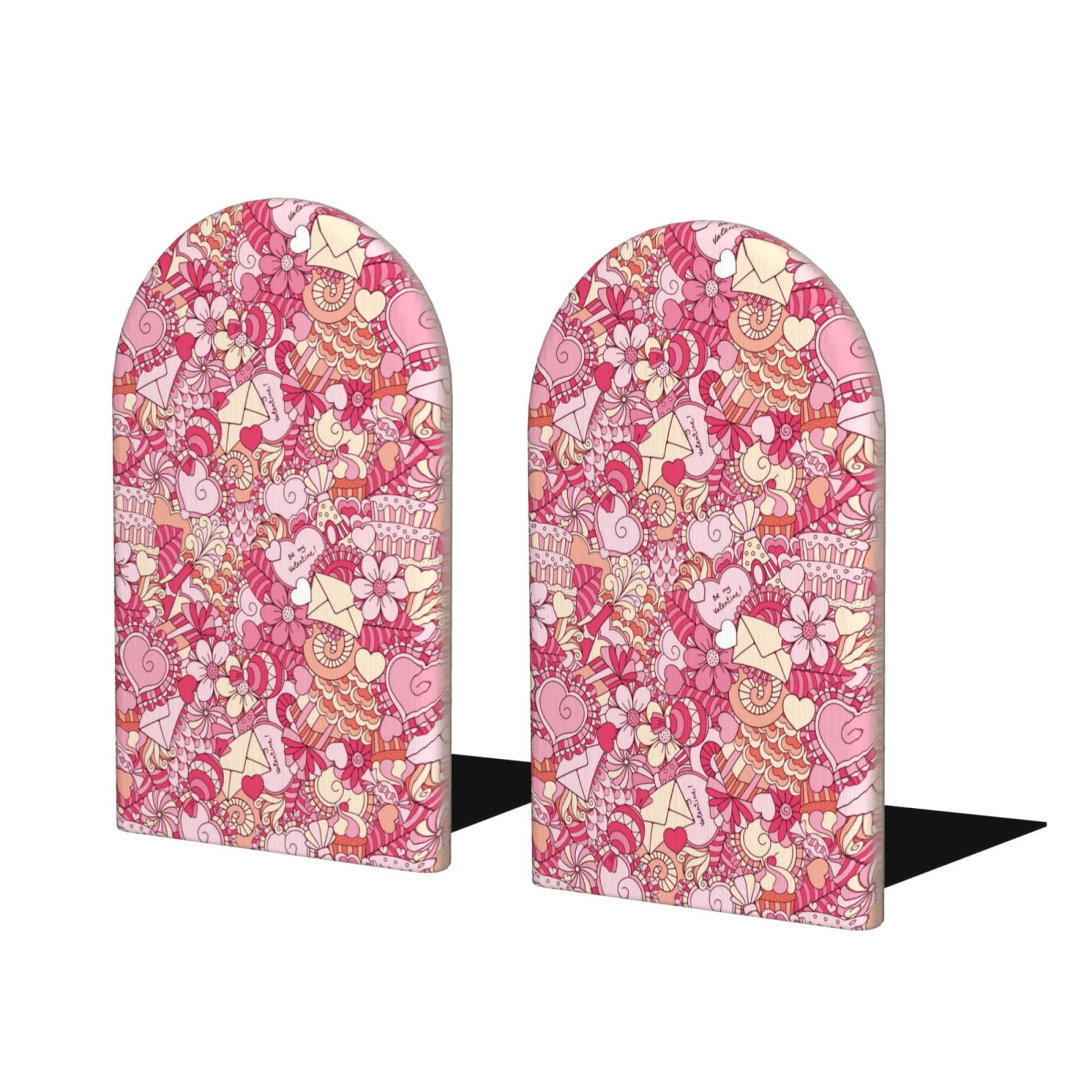 Tebeau Sweet Print Wood Bookends for Shelves,Bookends,Book Holders for ...