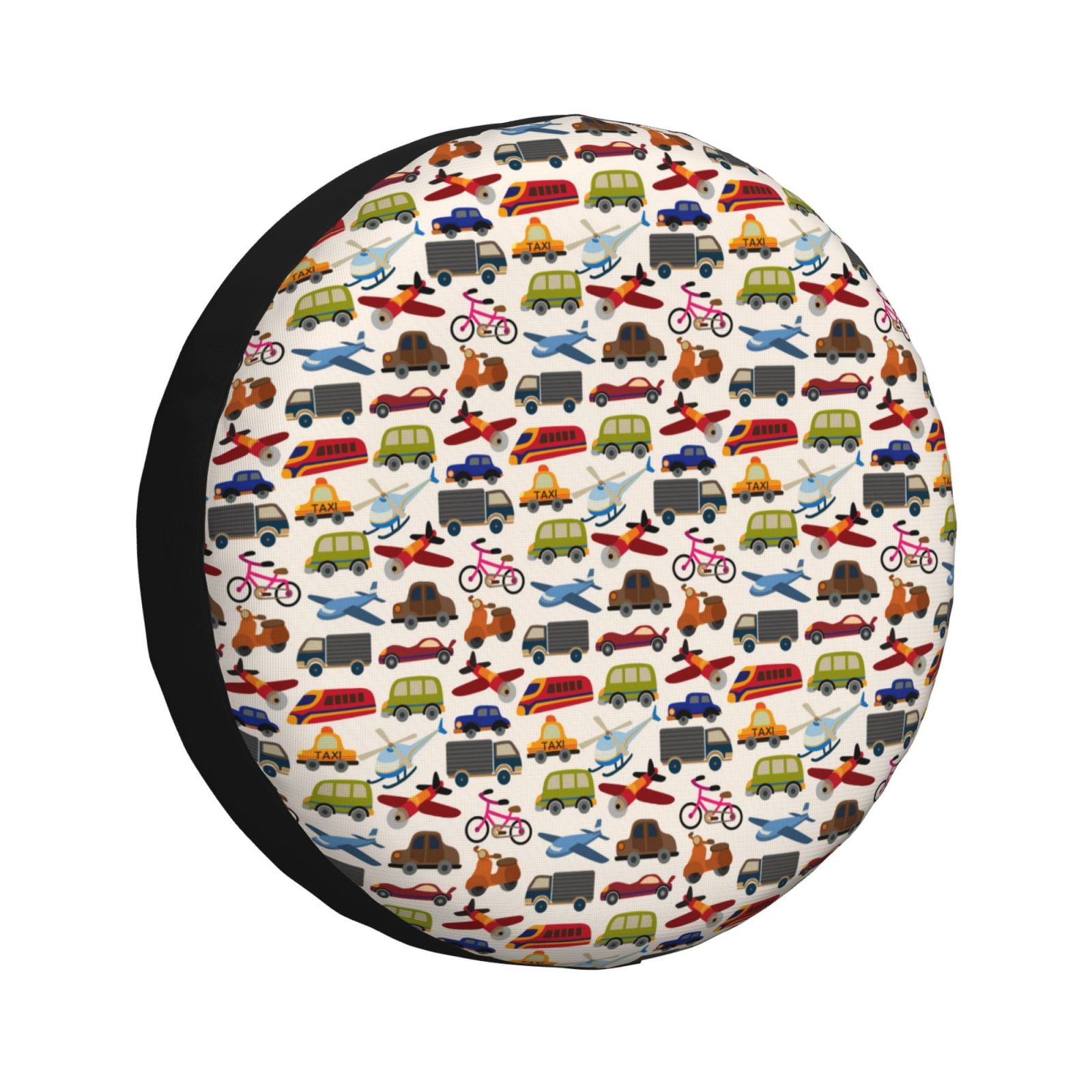 Tebeau Transport Print Spare Tire Cover Wheel Tire Cover for Travel