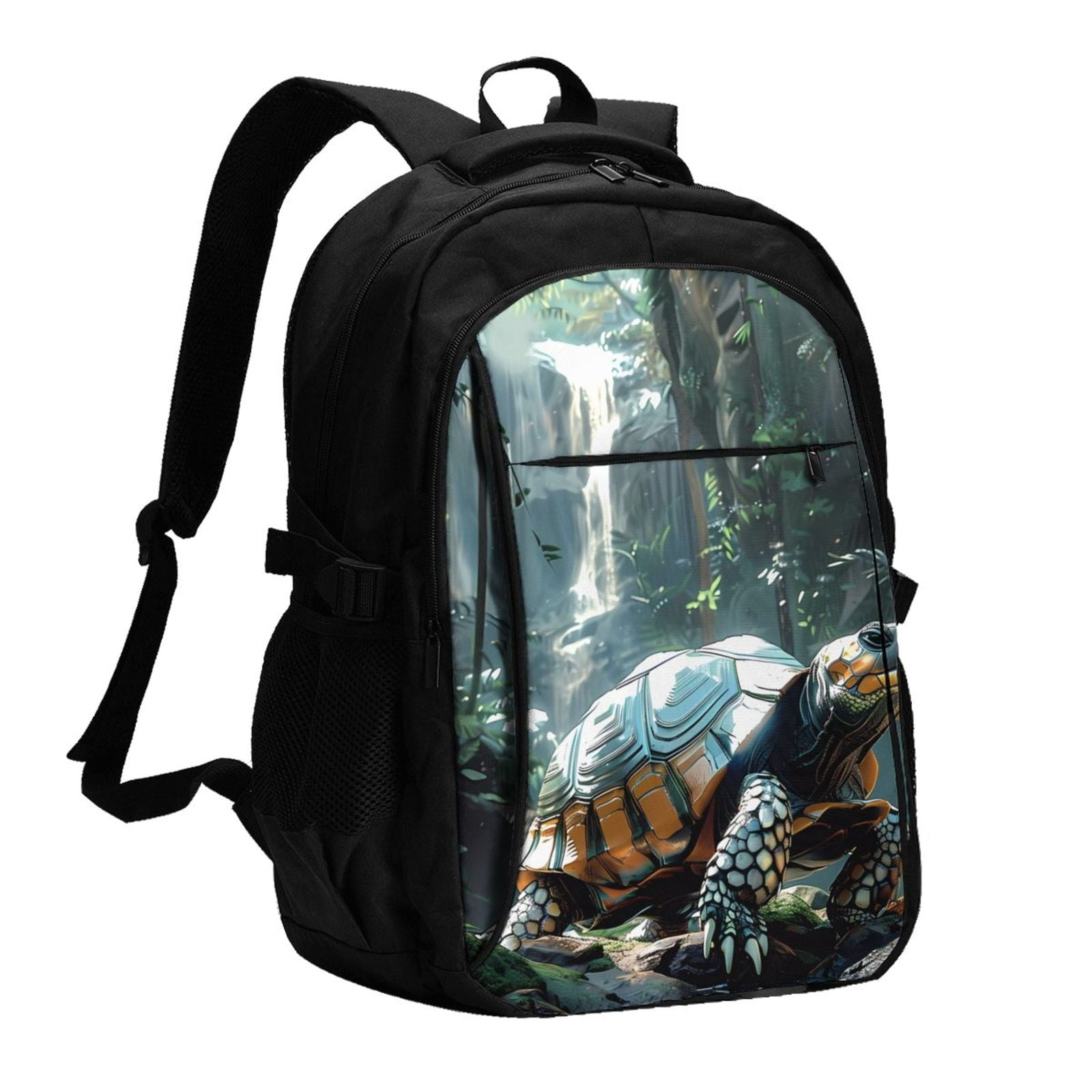 Tebeau Turtle In Jungle Waterfall Print Travel Laptop Backpack ...