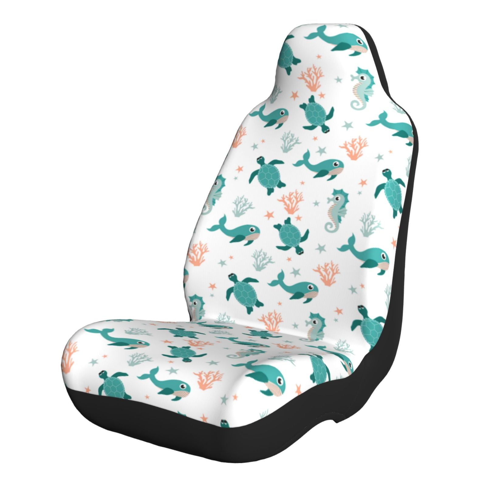 Tebeau Turtles And Seahorses Print Car Seat Cushions, Seat Covers for