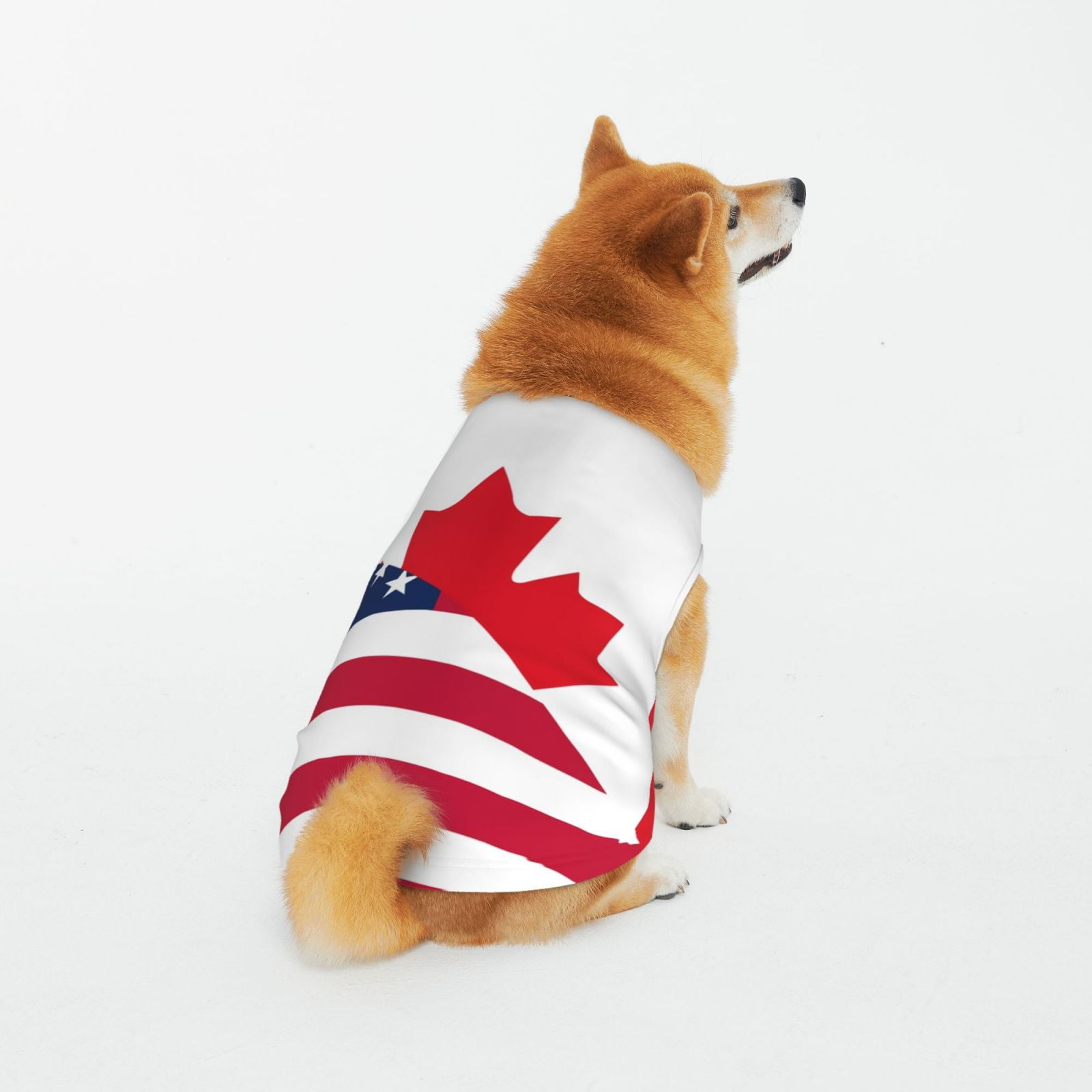 Tebeau USA Canada Flag Print Dog Shirts for Pet Clothes Soft Breathable