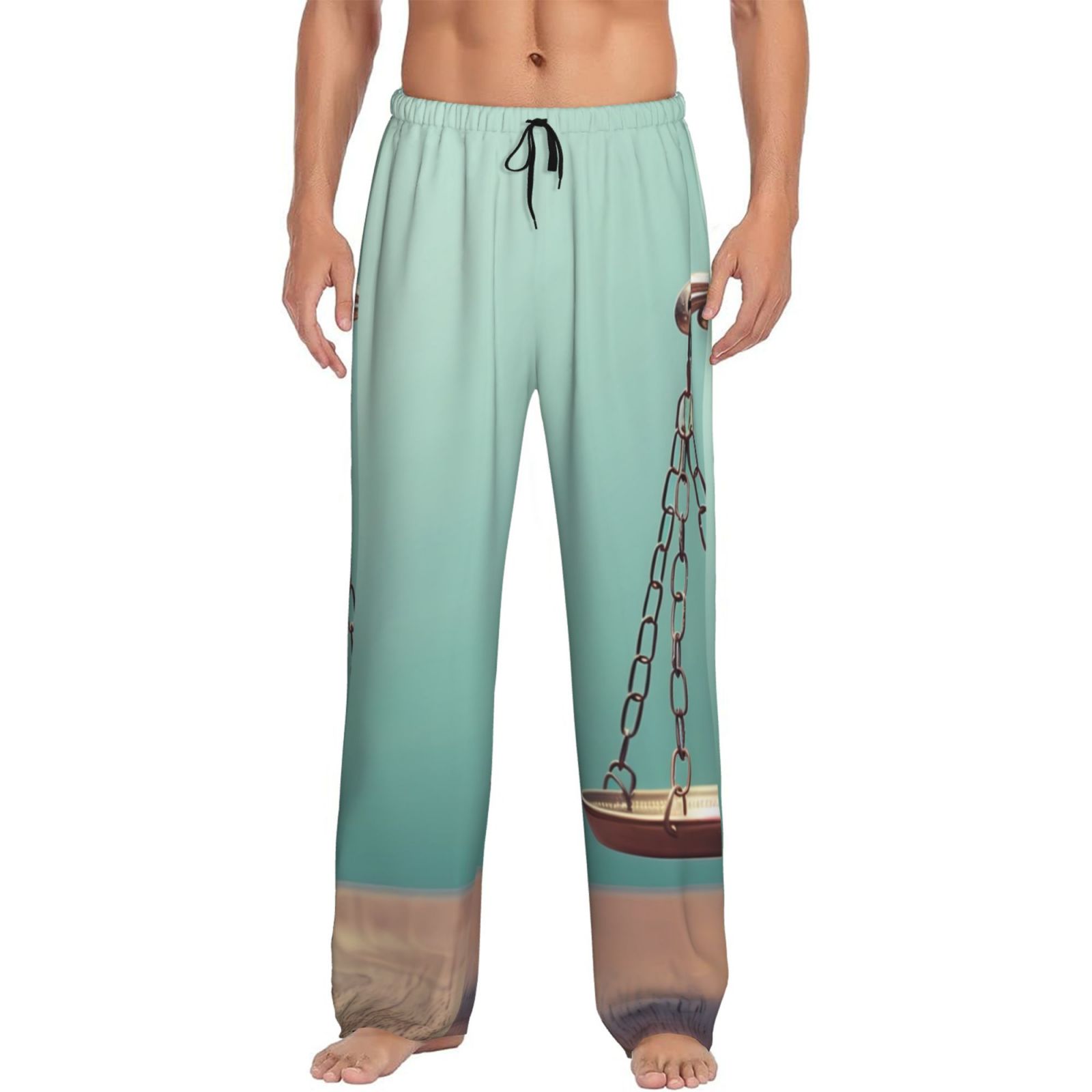 Tebeau Vintage Brass Balance Scale Print Men's Pajama Pant Men's Sleep
