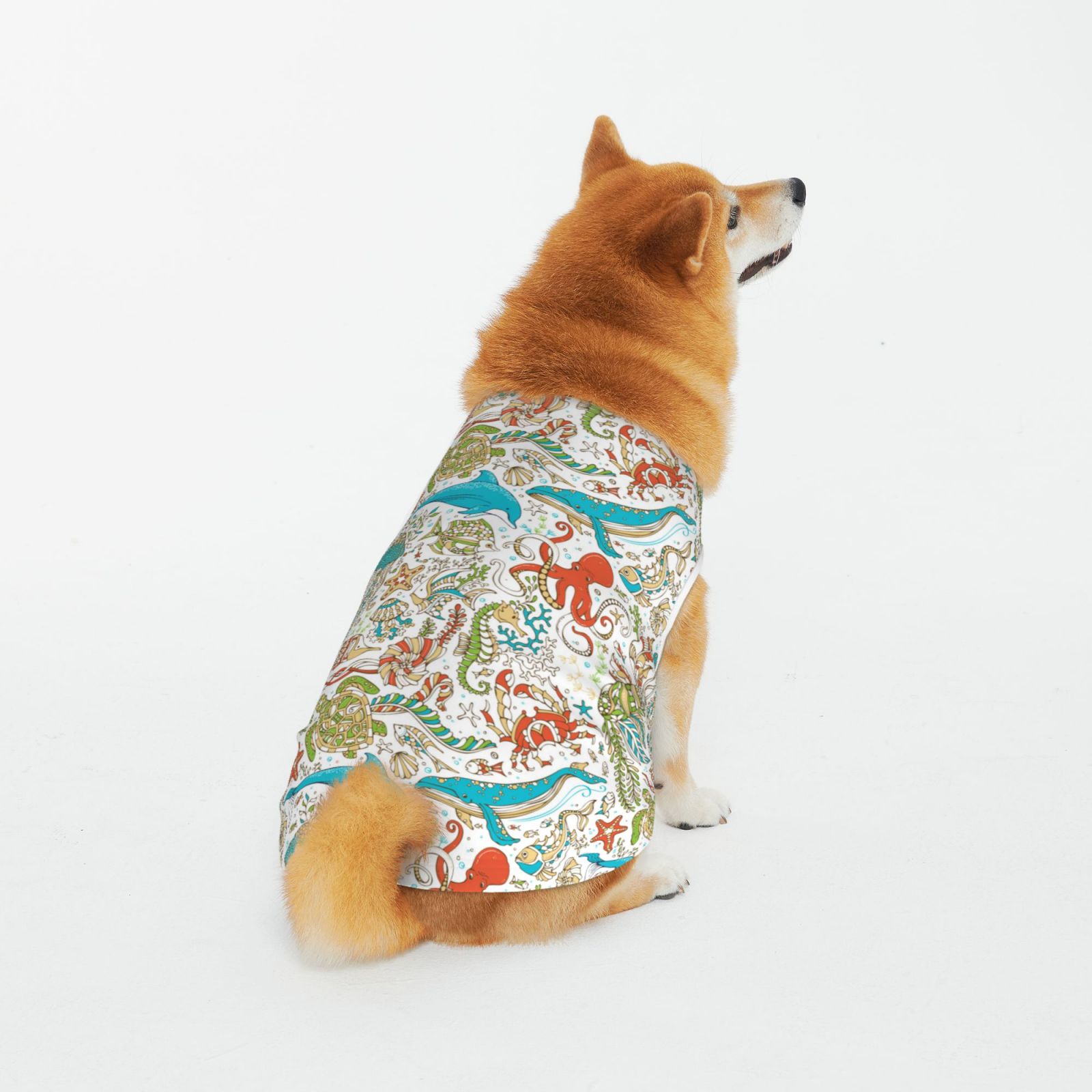 Tebeau Wild Sea Life Print Dog Shirts for Pet Clothes Soft Breathable