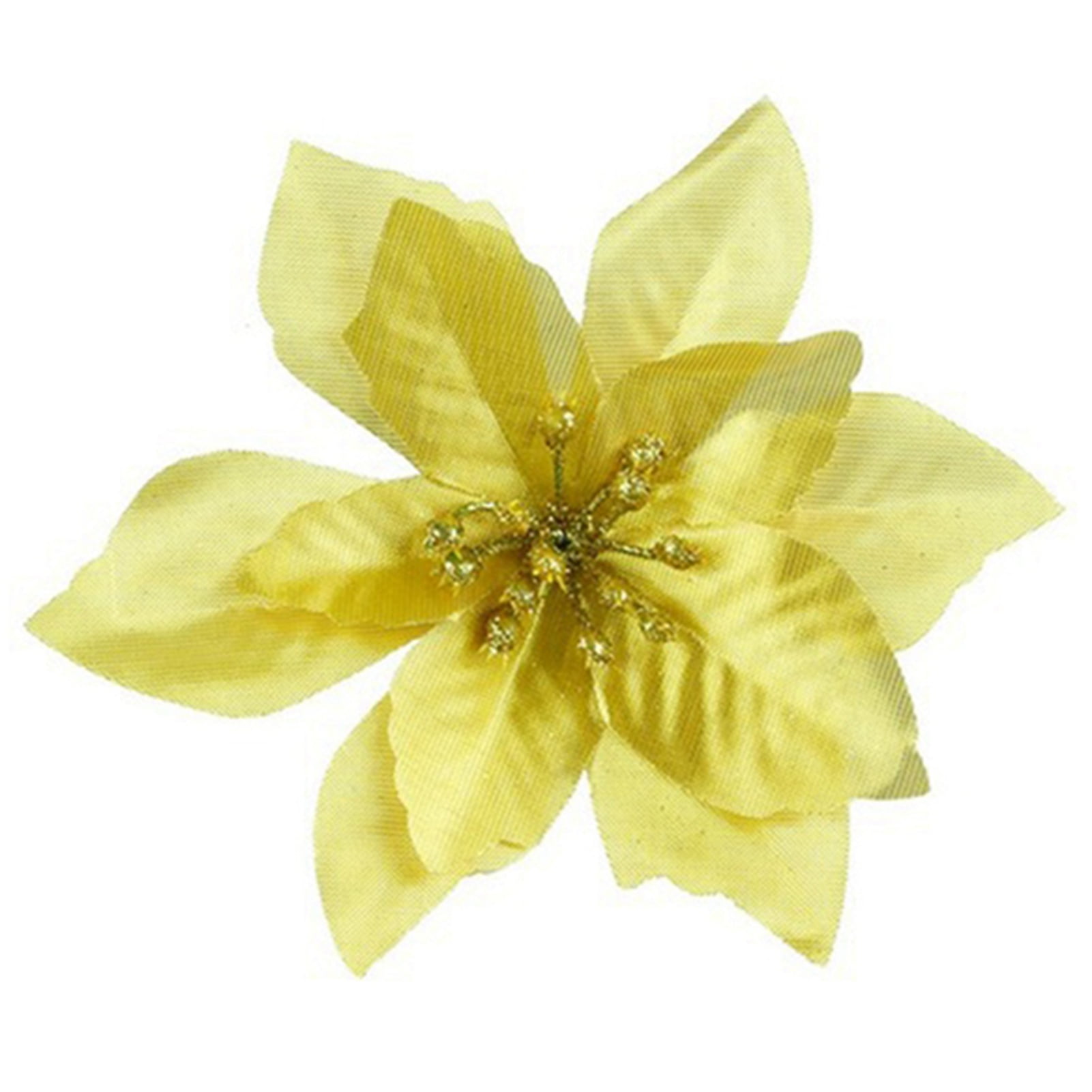 Teblacker 10/20PCS Poinsettia Artificial Christmas Flowers, Glitter