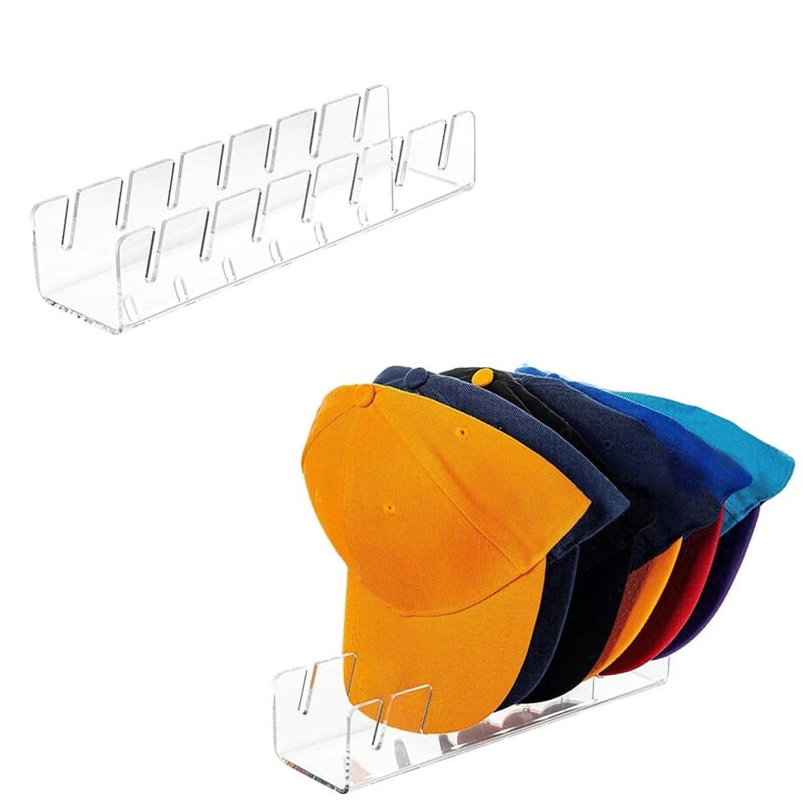 Teblacker 7-holes Baseball Cap Display Rack Durable Clear Acrylic Hat 