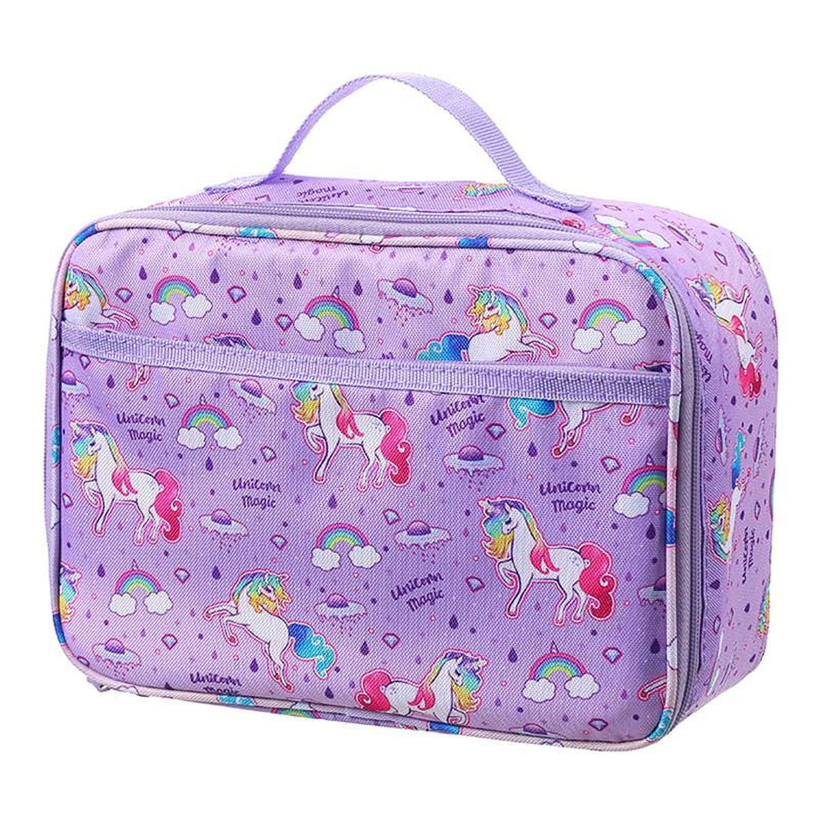 Teblacker Lunch Bag for Kids, Cute Insulated Kids Lunch Box Container,  Unicorn Cartoon Lunch Bag for Children Girls and Boys, School Picnic  Travel(Light Purple) 