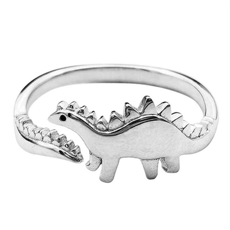 Teblacker Personalized Cute Dinosaur promise Ring Opening
