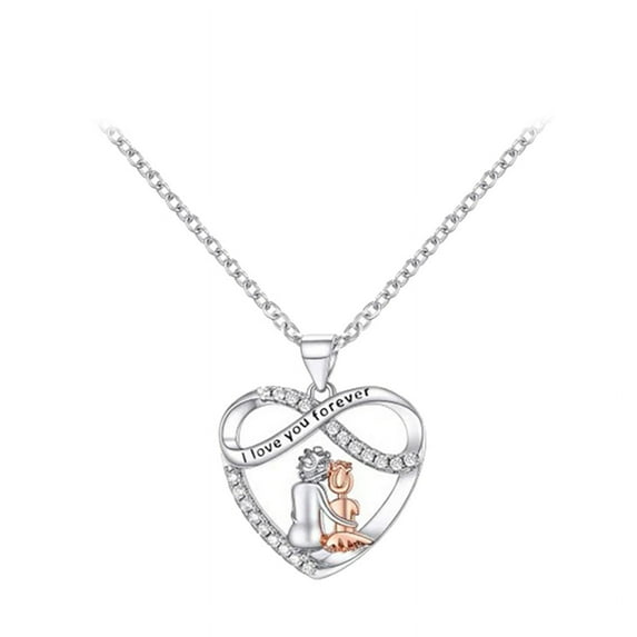 Teblacker To My Grandma Granddaughter Fashion Heart Pendant Necklace Women Jewelry Grandma Granddaughter Birthday Gift(Silver)