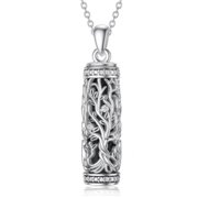 Teblacker Teblacker Urn Pendant Necklace for Ashes Keepsake Cremation Memorial Necklace Jewelry Gifts Express the memory of relatives, friends and pet(Silver)