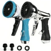 Teblint 2pcs Heavy-Duty Garden Hose Nozzles, Water Hose Nozzle Sprayer for Lawn & Garden, 10-Pattern Watering Nozzle for Watering Plants, Cleaning Cars, Showering Pets