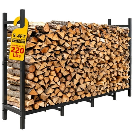 Teblint 5.4FT Firewood Rack Holder, Adjustable Heavy Duty Fire Log Stacker Stand for Fireplace, Outdoor Indoor Metal Wood Pile Storage Organizer, Patio Logs Stand tool