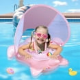 thumbnail image 1 of Teblint Baby Swimming Pool Float, Inflatable Baby Pool Toys with UPF 50+ Canopy Safety Seat Anti-Flip Tail, Kids Water Toys Beach Suit Baby Swimming Ring Floating for Toddler Infant, 1 of 11