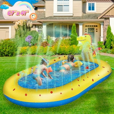 Teblint Inflatable Pool, 67'' x 41'' x 26'' Sprinkler Swimming Pool, Spray Kiddie Pool, Play Center Water Toys for Backyard Lawn, Above Ground, Outdoor