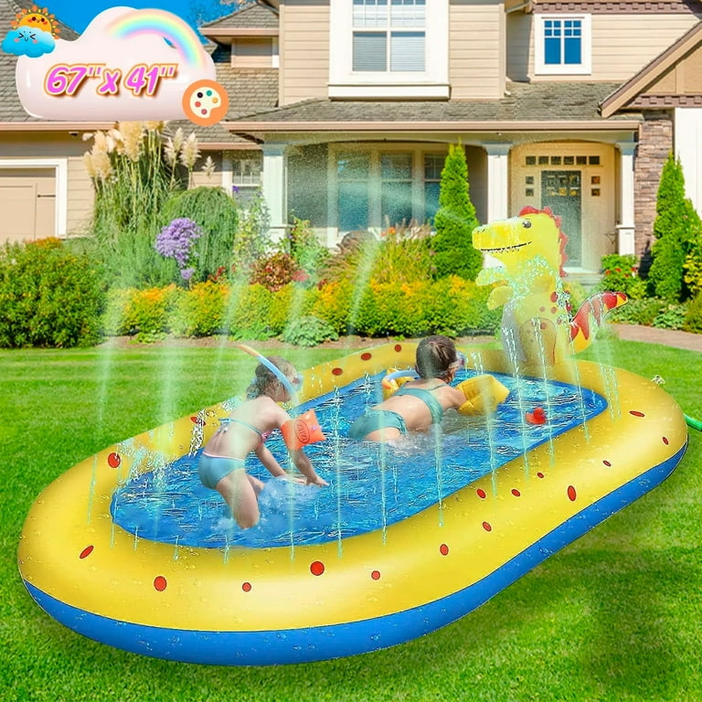 Teblint Inflatable Pool, 67'' x 41'' x 26'' Sprinkler Swimming
